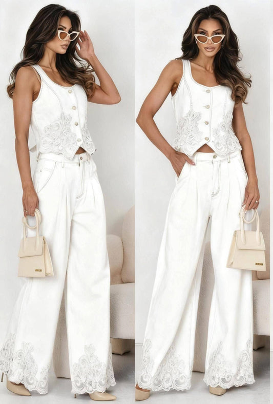 Дънков сет с дантела